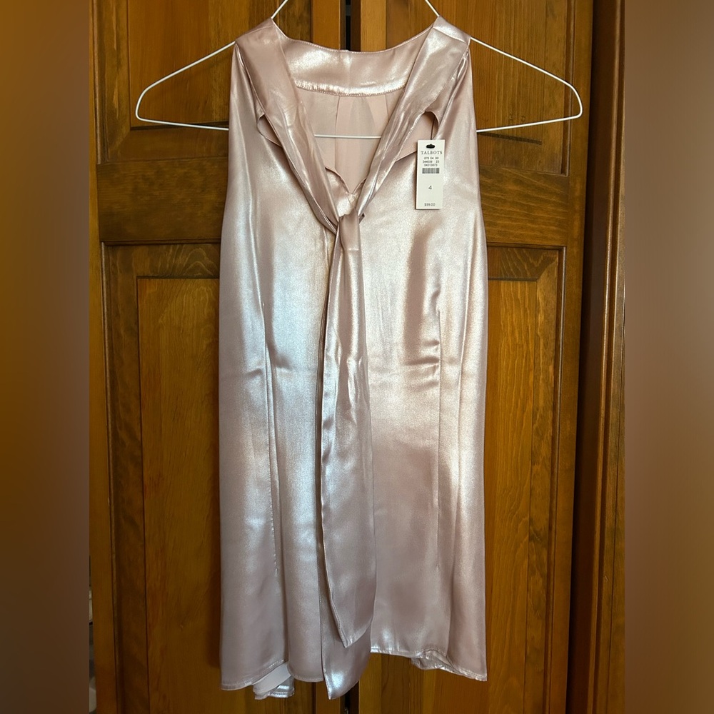 NWT Talbots shimmery top with tie sash, size 4